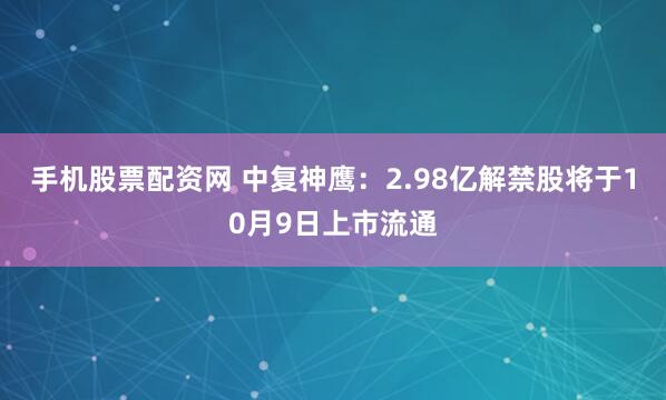 手机股票配资网 中复神鹰：2.98亿解禁股将于10月9日上市流通