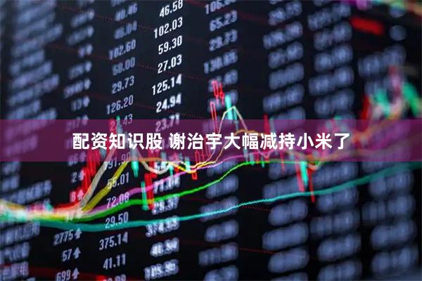 配资知识股 谢治宇大幅减持小米了